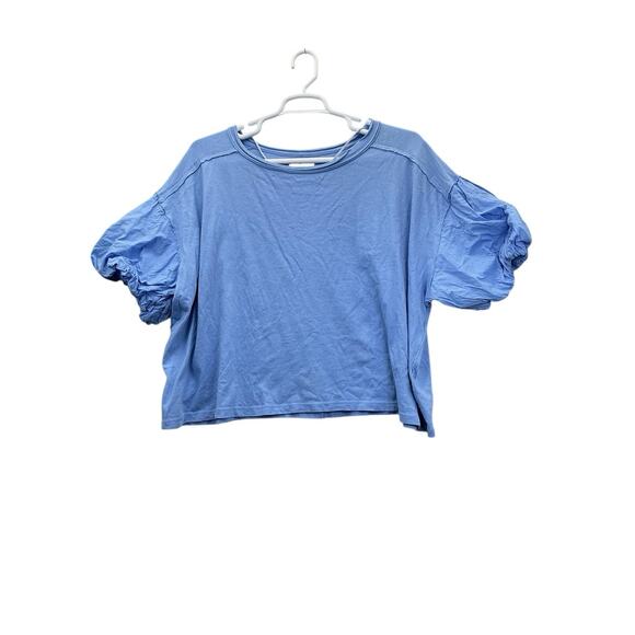 We The Free Tops - We The Free Top Oversized Puff Sleeve Cropped Pullover Sz Medium Blue